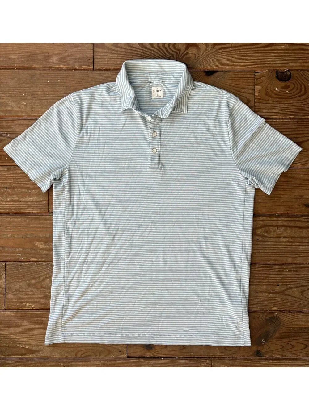 J.Crew Performance Polo Shirt Men's LT Tall Blue White Stripe COOLMAX